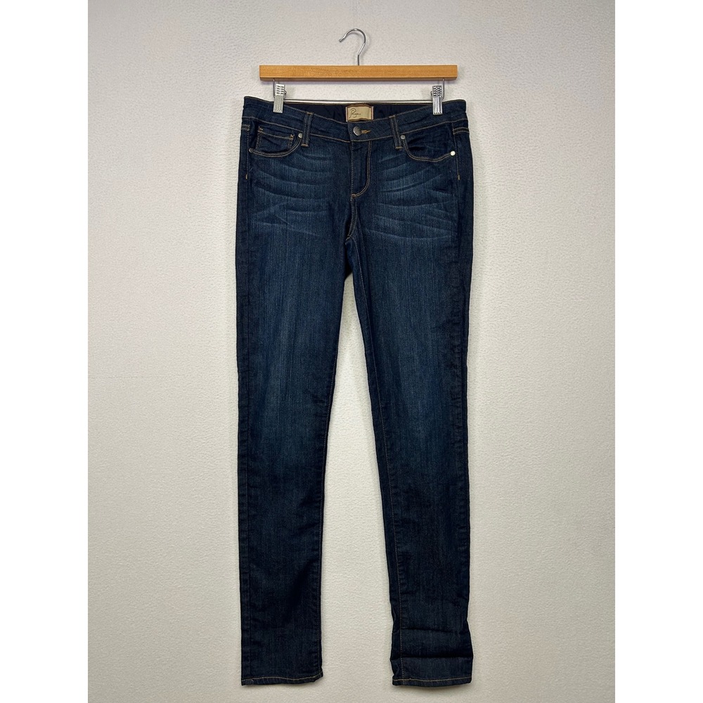 Classic Minimalist Paige Womens 28 Dark Wash Peg Skinny Jeans Denim